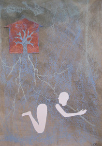"A Beginning" 2009, 29.5cm x 21.5cm, mixed media on paper