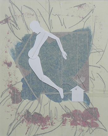 "Threaded Figure" 2009, 36cm x 27cm, mixed media on paper